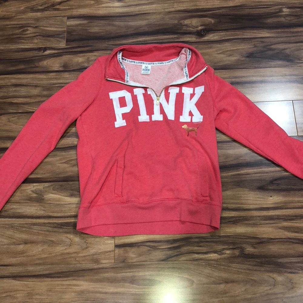 Pink Zip Up Neck Sweater